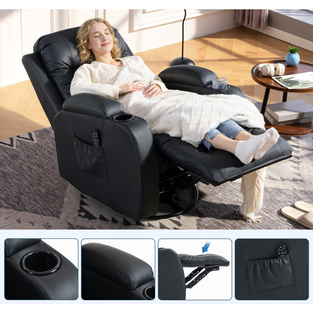 4goodz Massagestoel met schommel lig- en warmtefunctie 3 modi draaibaar - 3704104 large