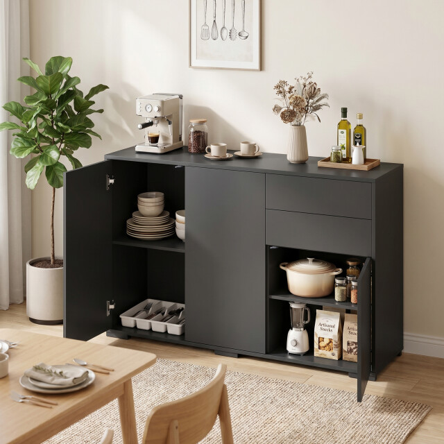 4goodz Kommode dressoir – 2 lades push-click 117x36x74 cm - 3704109 large
