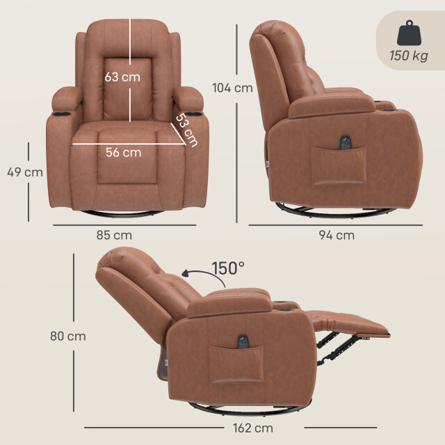 4goodz Massagestoel met warmtefunctie draaibare schommelstoel met voetensteun 3704110 large