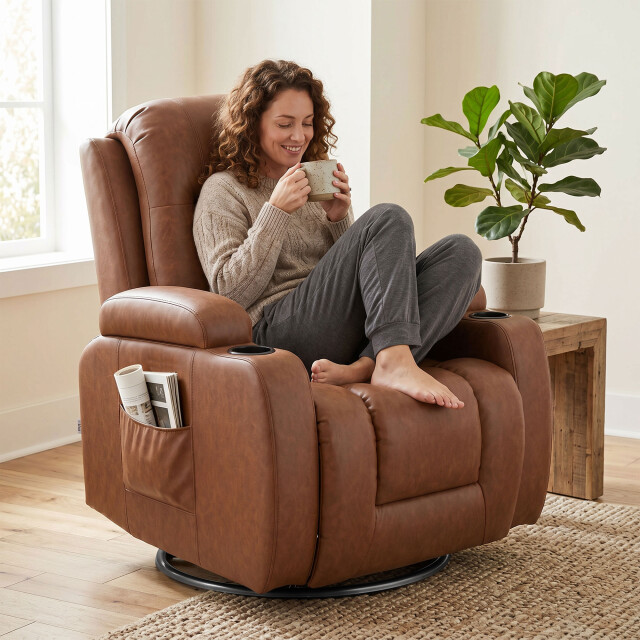 4goodz Massagestoel met warmtefunctie draaibare schommelstoel met voetensteun 3704110 large