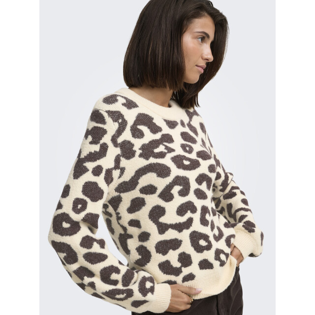 Jacqueline de Yong lorraine animal l/s pullover knt 15292890 brulee 06712.198.0277 large