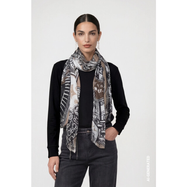 Monari  scarf with emblem pattern 810060 998 black pattern 06811.990.0013 large