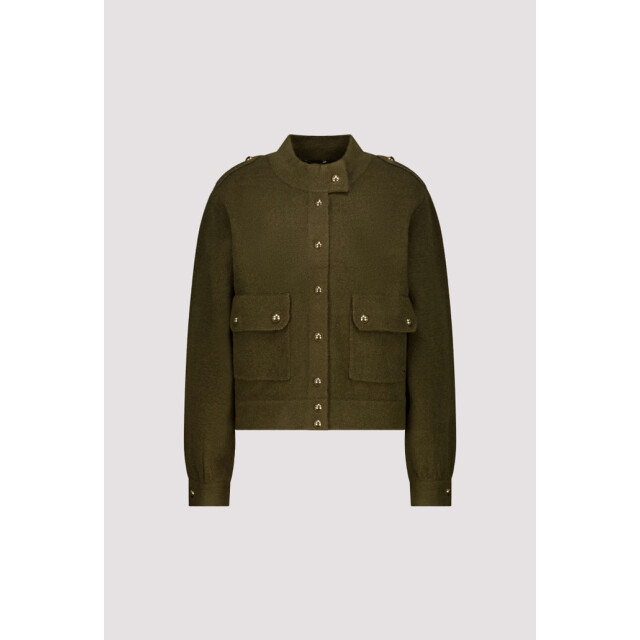 Monari  gebreide vest met decoratieve knopen 809935 618 olive 06228.368.0003 large