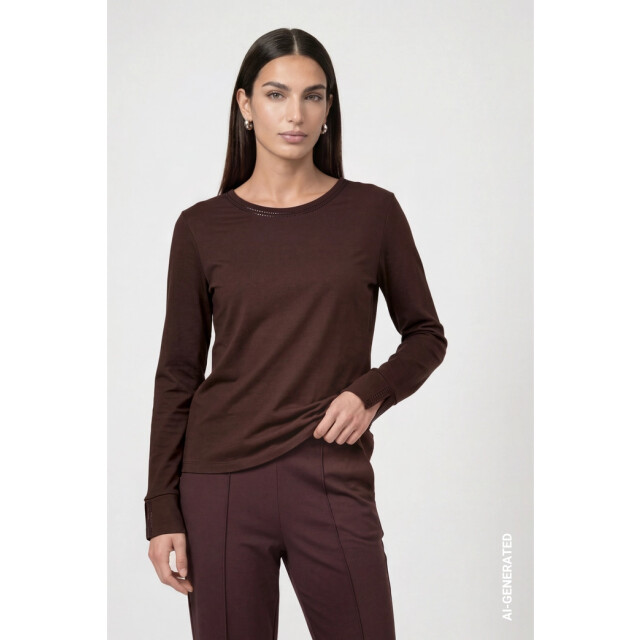 Monari  long sleeve shirt with rihinestone details 810053 567 black coffee 06012.882.0005 large