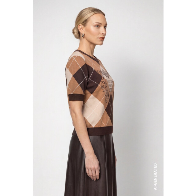 Monari  diamond-patterned jumper 809893 569 black coffee pattern 06011.882.0014 large