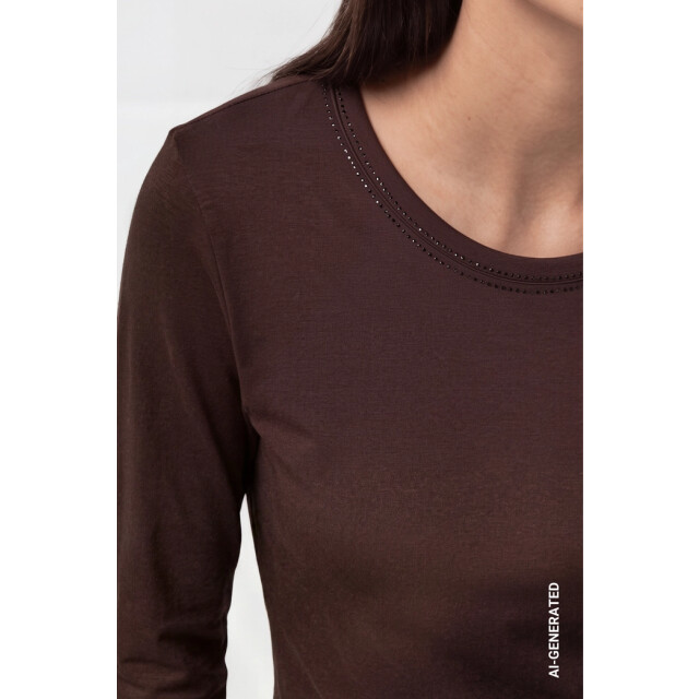 Monari  long sleeve shirt with rihinestone details 810053 567 black coffee 06012.882.0005 large