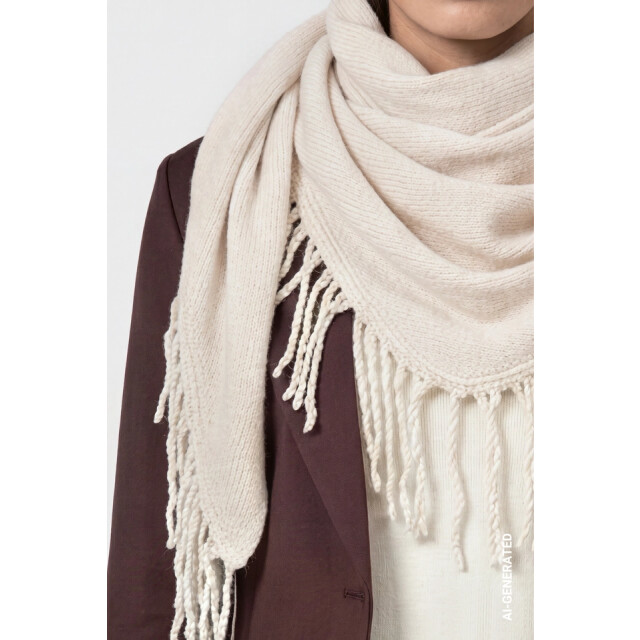 Monari  fringed scarf 810094 160 antique white 06811.829.0054 large