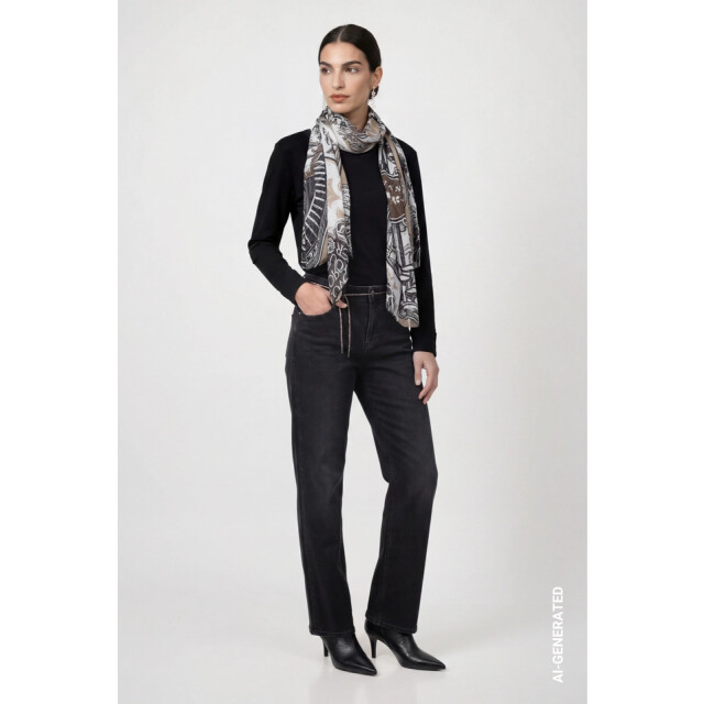 Monari  scarf with emblem pattern 810060 998 black pattern 06811.990.0013 large