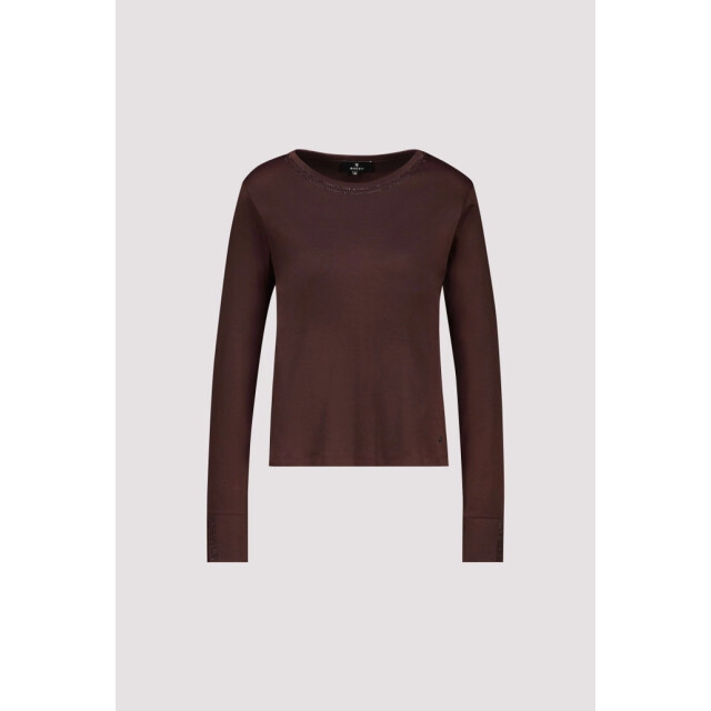 Monari  long sleeve shirt with rihinestone details 810053 567 black coffee 06012.882.0005 large
