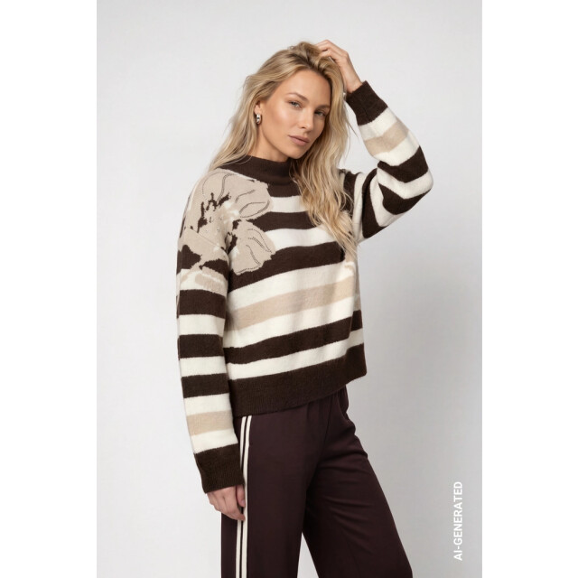 Monari  knitted jumper with a soft texture 809933 593 cappuccino melange 06712.882.0023 large