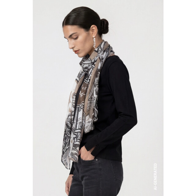 Monari  scarf with emblem pattern 810060 998 black pattern 06811.990.0013 large