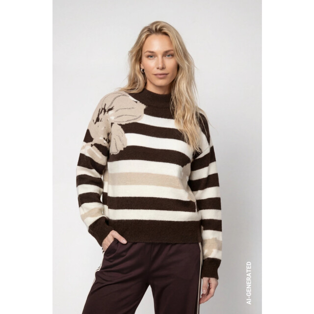 Monari  knitted jumper with a soft texture 809933 593 cappuccino melange 06712.882.0023 large