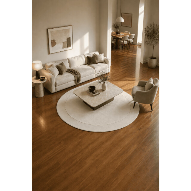 Muratap Jarden home rond uni vloerkleed beige 160 cm rond 3704523 large