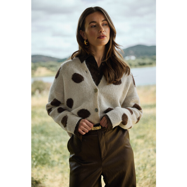Nukus Nkf05031 388 laure cardigan dots offwhite/chocolate NKF05031 388 large