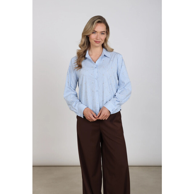 Nukus Nkf02144 235 nowi blouse stripe stones offwhite/sky NKF02144 235 large
