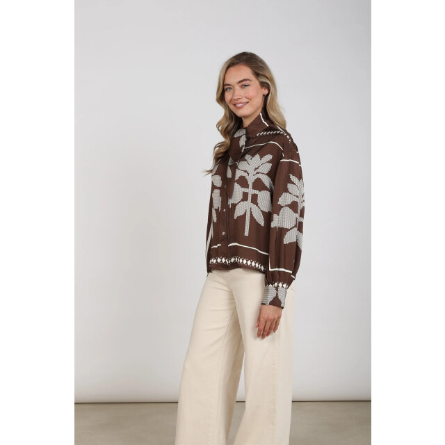 Nukus Nkf02203 401 alexandra blouse tie cross chocolate/offwhite NKF02203 401 large