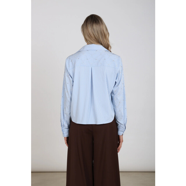Nukus Nkf02144 235 nowi blouse stripe stones offwhite/sky NKF02144 235 large