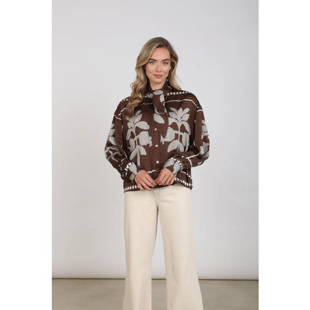 Nukus Nkf02203 401 alexandra blouse tie cross chocolate/offwhite NKF02203 401 large