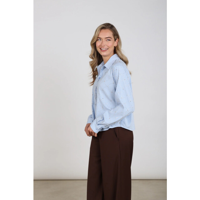 Nukus Nkf02144 235 nowi blouse stripe stones offwhite/sky NKF02144 235 large
