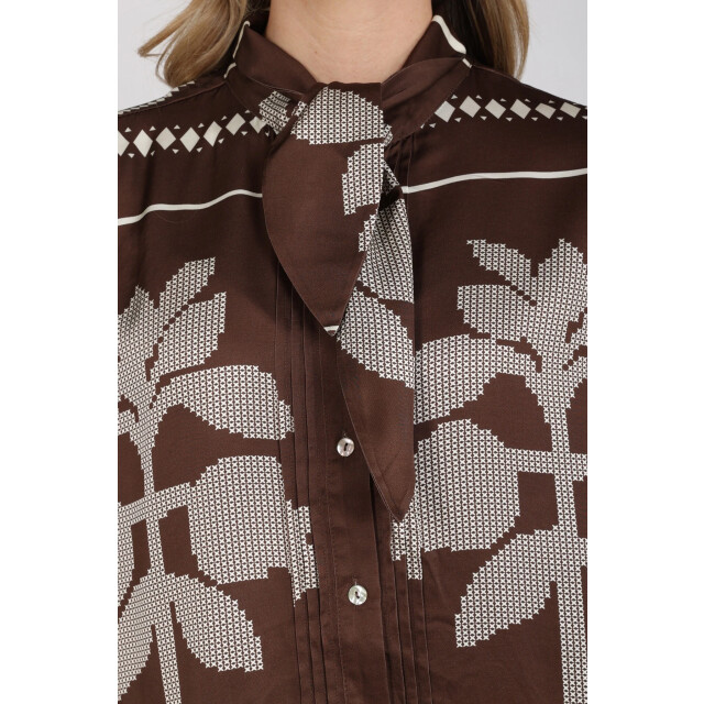 Nukus Nkf02203 401 alexandra blouse tie cross chocolate/offwhite NKF02203 401 large
