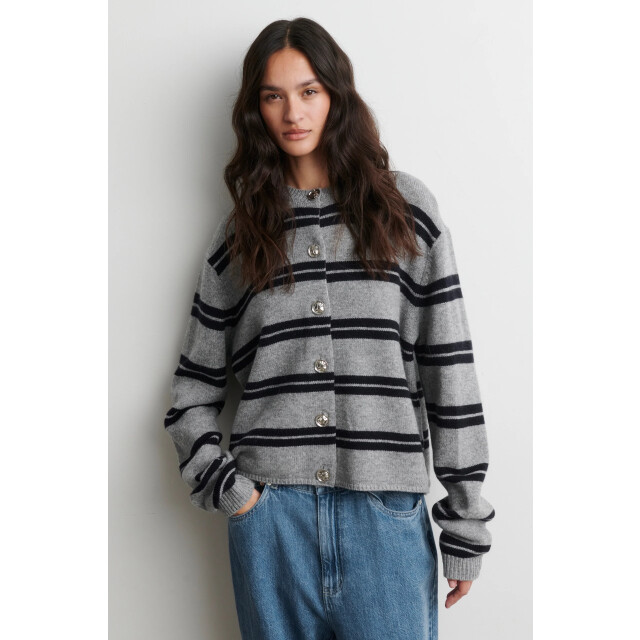 Second Female alphaline ls knit cardigan 61073 7045 mid grey 06741.949.0006 large