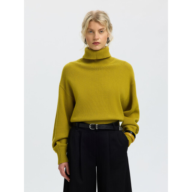 Selected Femme slwellie ls knit roll neck 16101825 avocado oil 06711.369.0018 large