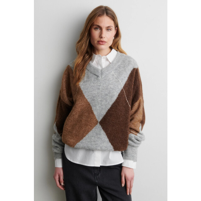 Second Female forca knit v-neck 61034 7001 light grey melange 06712.910.0035 large