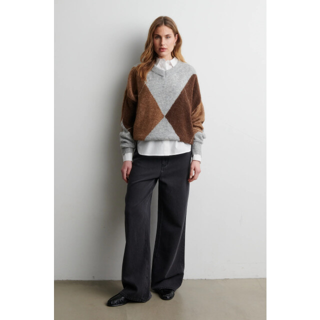 Second Female forca knit v-neck 61034 7001 light grey melange 06712.910.0035 large