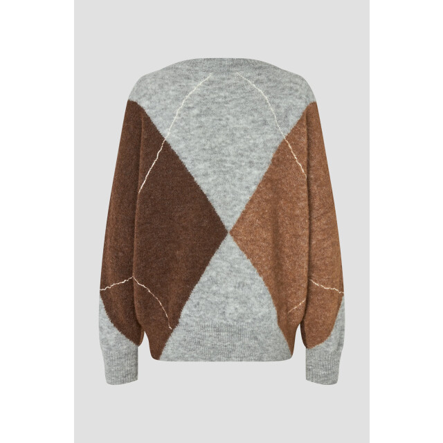 Second Female forca knit v-neck 61034 7001 light grey melange 06712.910.0035 large