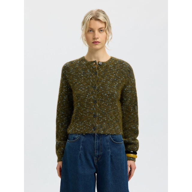 Selected Femme slwkat ls knit short cardigan 16101999 travertine 06741.840.0089 large