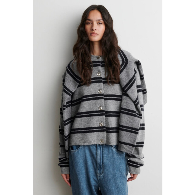 Second Female alphaline ls knit cardigan 61073 7045 mid grey 06741.949.0006 large