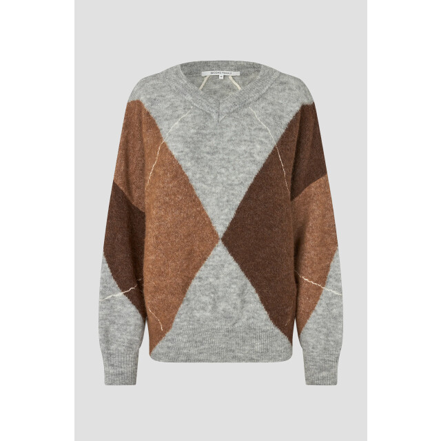 Second Female forca knit v-neck 61034 7001 light grey melange 06712.910.0035 large