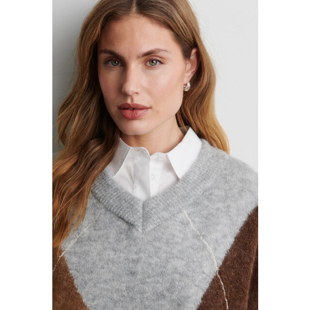 Second Female forca knit v-neck 61034 7001 light grey melange 06712.910.0035 large