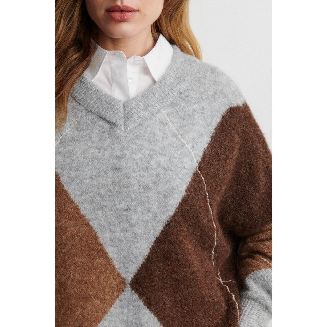 Second Female forca knit v-neck 61034 7001 light grey melange 06712.910.0035 large