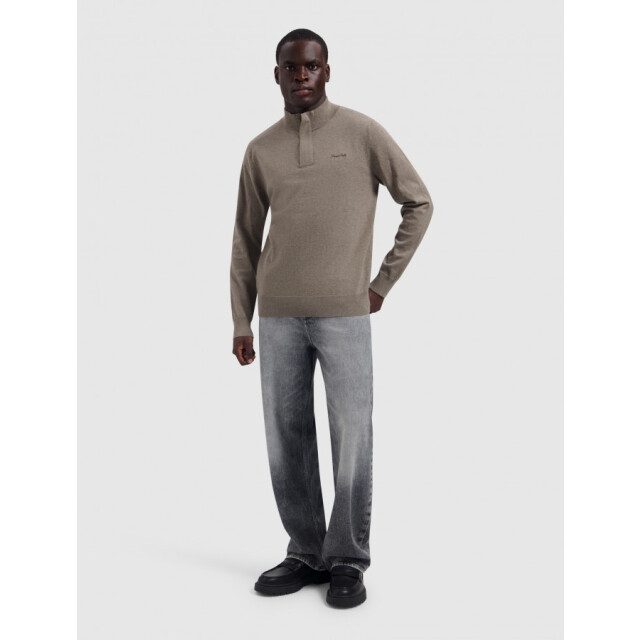 Pure Path 26030807 75 heren trui taupe melange half zip p 75/26030807 large