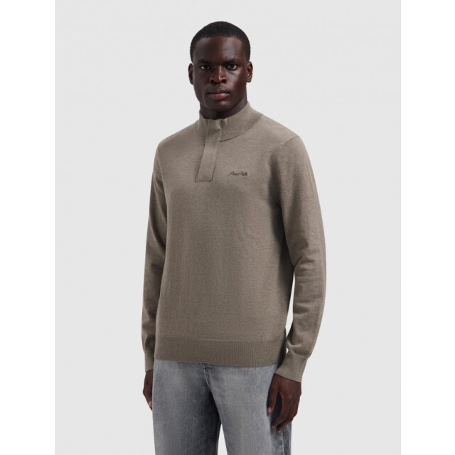 Pure Path 26030807 75 heren trui taupe melange half zip p 75/26030807 large