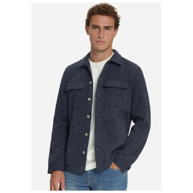 No Excess Overshirt full button solid jacquar dark night 33510921SN-178 large