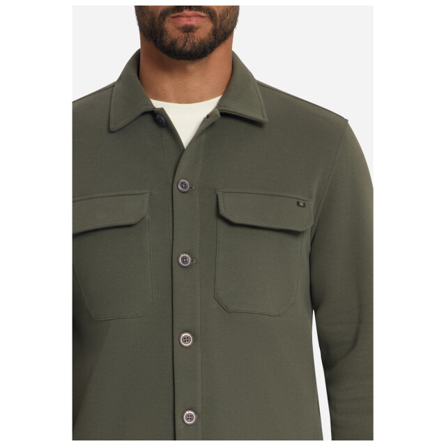 No Excess Overshirt full button pique sweat army 33510925-053 large