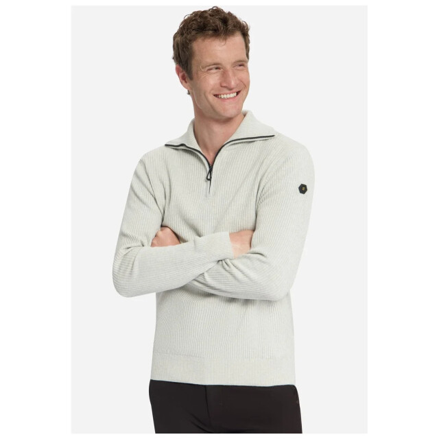 No Excess Pullover half zip wing collar tuck light grey mela 33230932SN-110 large