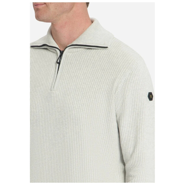 No Excess Pullover half zip wing collar tuck light grey mela 33230932SN-110 large