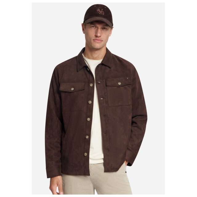No Excess Overshirt full button suede dark brown 33510903SN-042 large