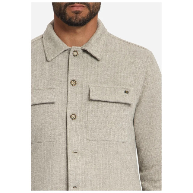 No Excess Overshirt full button solid jacquar cement 33510921SN-122 large