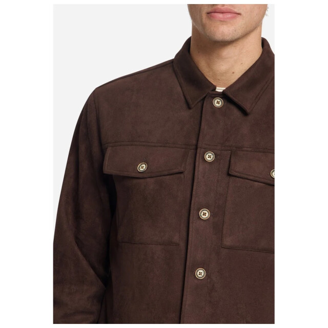 No Excess Overshirt full button suede dark brown 33510903SN-042 large