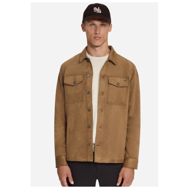 No Excess Overshirt full button suede caramel 33510903SN-048 large