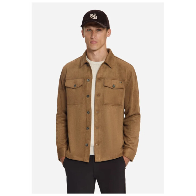 No Excess Overshirt full button suede caramel 33510903SN-048 large