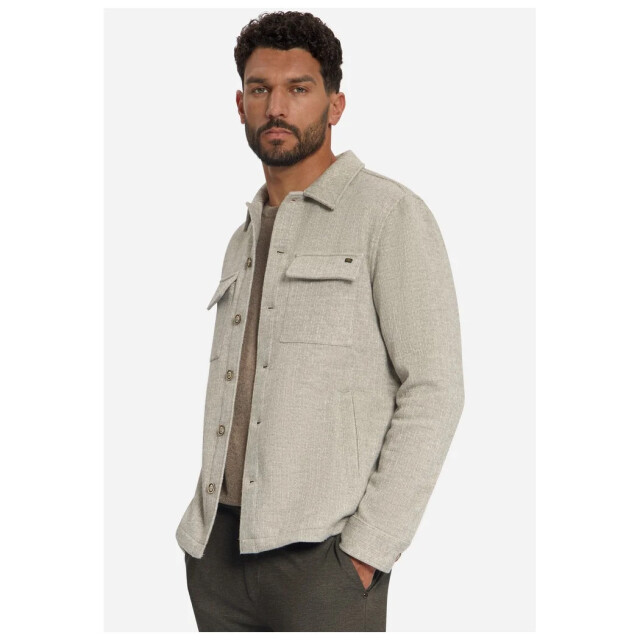 No Excess Overshirt full button solid jacquar cement 33510921SN-122 large