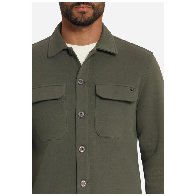 No Excess Overshirt full button pique sweat army 33510925-053 large