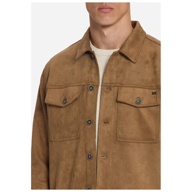 No Excess Overshirt full button suede caramel 33510903SN-048 large