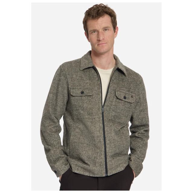 No Excess Overshirt full zip melange twill ef light brown 33510924-041 large