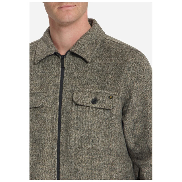 No Excess Overshirt full zip melange twill ef light brown 33510924-041 large